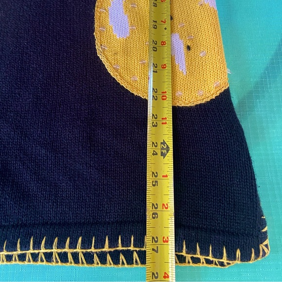 🍐THE QUAKER FACTORY🍐TUNIC SEQUIN BEADED PEARS STITCHED TRIM SIDE SLIT SWEATER - Picture 10 of 10